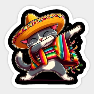 Cinco De Mayo Funny Mexican Cat Sombrero Poncho Sticker